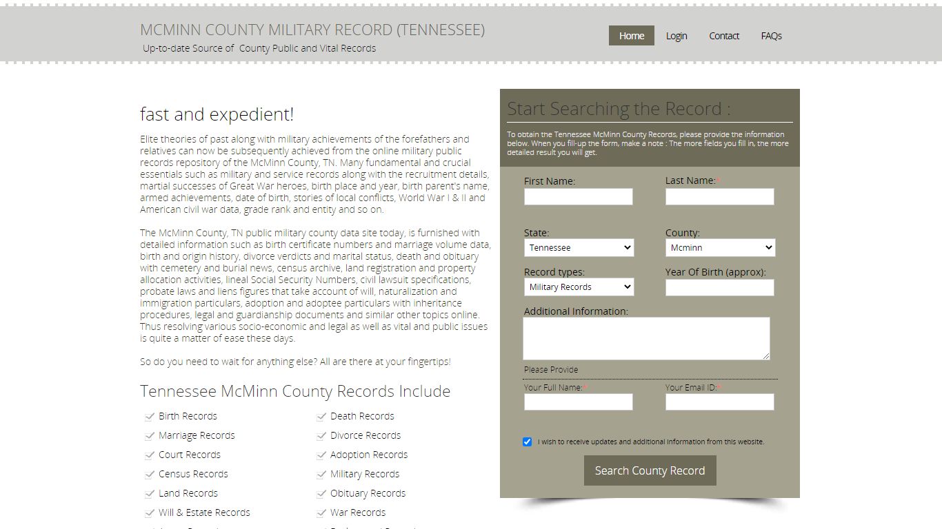 McMinn County, Tennessee Public Military Service Records