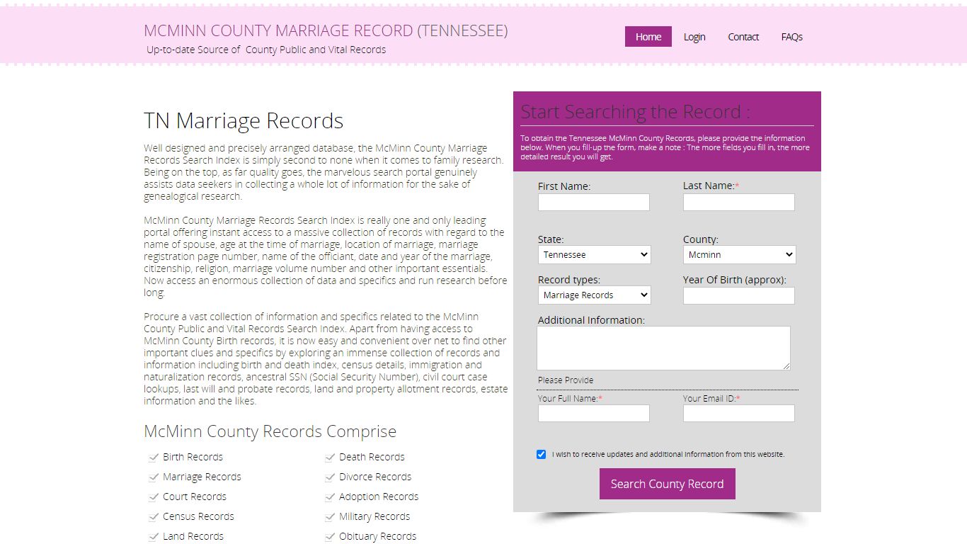 Public Marriage Records - McMinn County, Tennessee